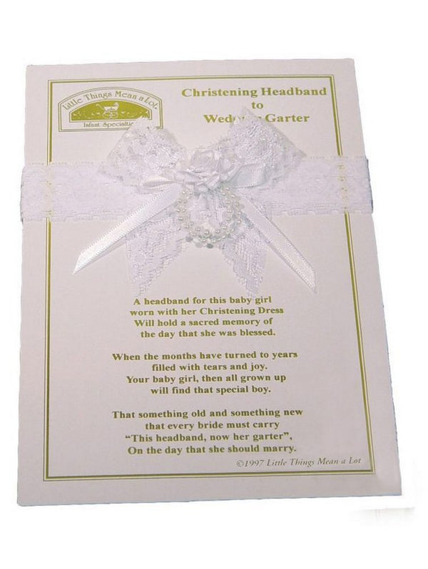 Little Things Mean A Lot White Lace Pearls Headband Wedding Garter - SophiasStyle.com