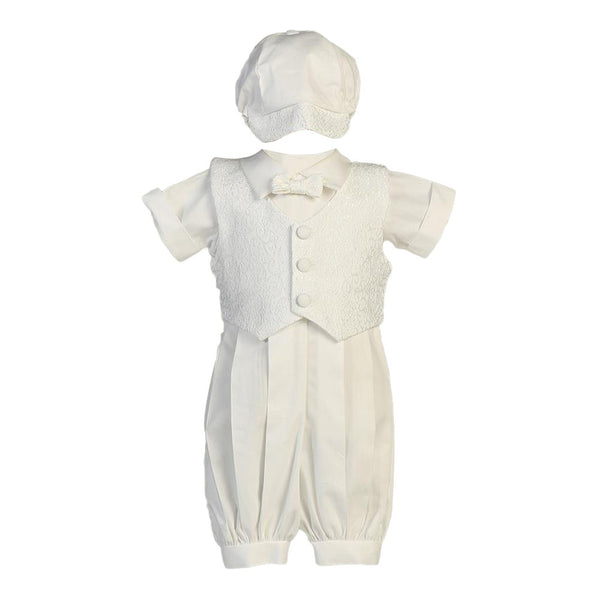 Lito Baby Boys White Vest Poly Cotton Romper Baptism Christening Set 0-18M - SophiasStyle.com