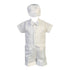 Little Boys White Striped Organza Satin Shorts Christening Set 2-3T - SophiasStyle.com