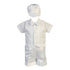 Little Boys White Striped Organza Satin Shorts Christening Set 2-3T - SophiasStyle.com