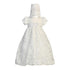 Lito Baby Girls White Embroidered Satin Ribbon Tulle Dress Bonnet Baptism 0-18M - SophiasStyle.com