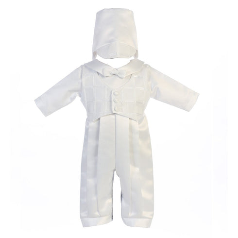 Lito Baby Boys White Tie Romper Hat Andrew Christening Outfit 0-18M - SophiasStyle.com