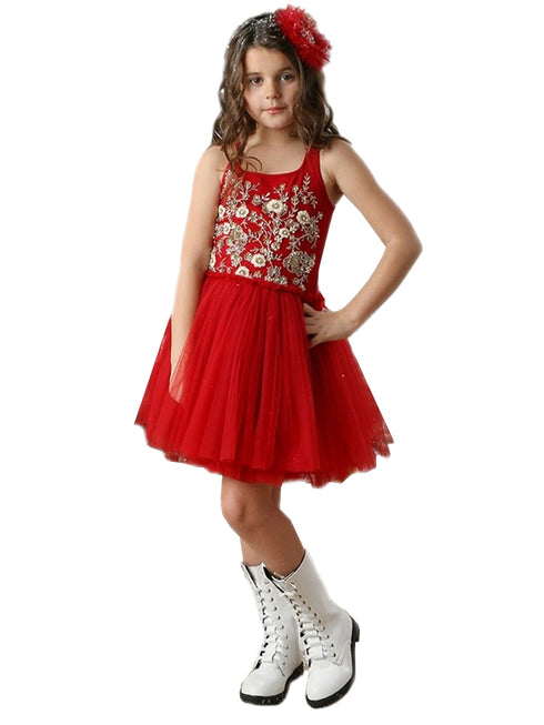 Ooh La La Couture Girls Ruby Annelyse Embroidered Tutu Skirt Dress, 12M-14 - SophiasStyle.com