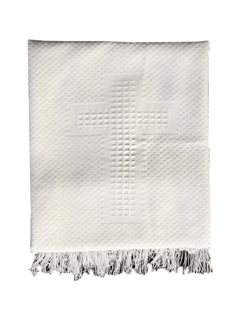 Lito Unisex Baby White Embroidered Cross Christening Blanket 40"x 40" - SophiasStyle.com