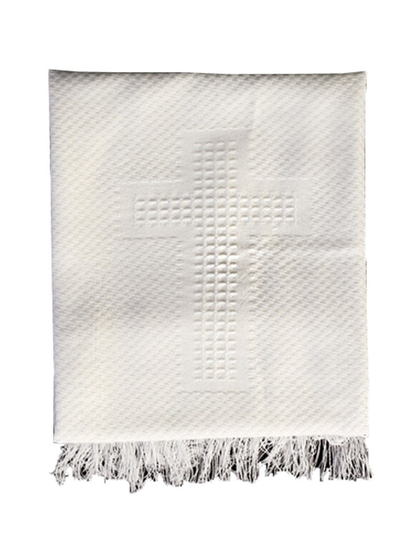 Lito Unisex Baby White Embroidered Cross Christening Blanket 40"x 40" - SophiasStyle.com