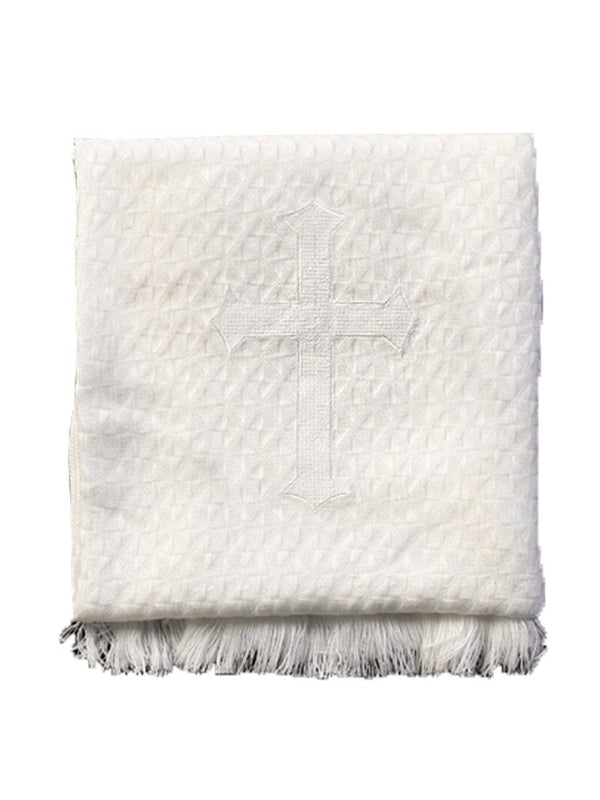 Lito Unisex Baby White Embroidered Cross Soft Christening Blanket 40"x 40" - SophiasStyle.com