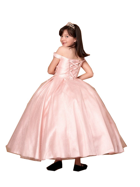 Little Girls Blush 3D Flower Organza Lace Off Shoulder Pageant Dress 3-6 - SophiasStyle.com