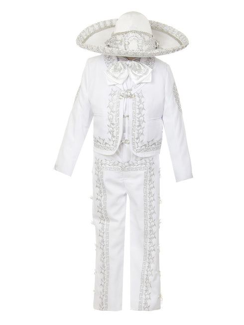 Rain Kids Big Boys White Rooster Intricate Embroidery 6 Pc Charro Suit 8-14 - SophiasStyle.com