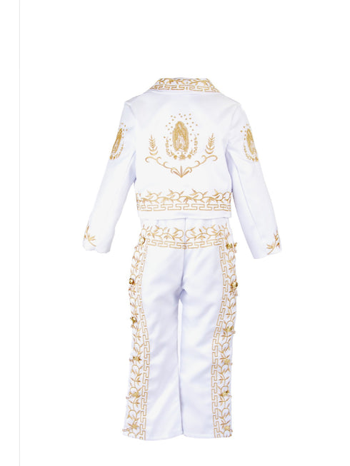 Rain Kids Baby Boys White Gold Virgin Mary Charro 6 Pc Formal Suit Set 6-12M - SophiasStyle.com