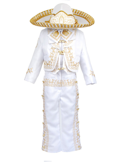 Rain Kids Baby Boys White Gold Virgin Mary Charro 6 Pc Formal Suit Set 6-12M - SophiasStyle.com