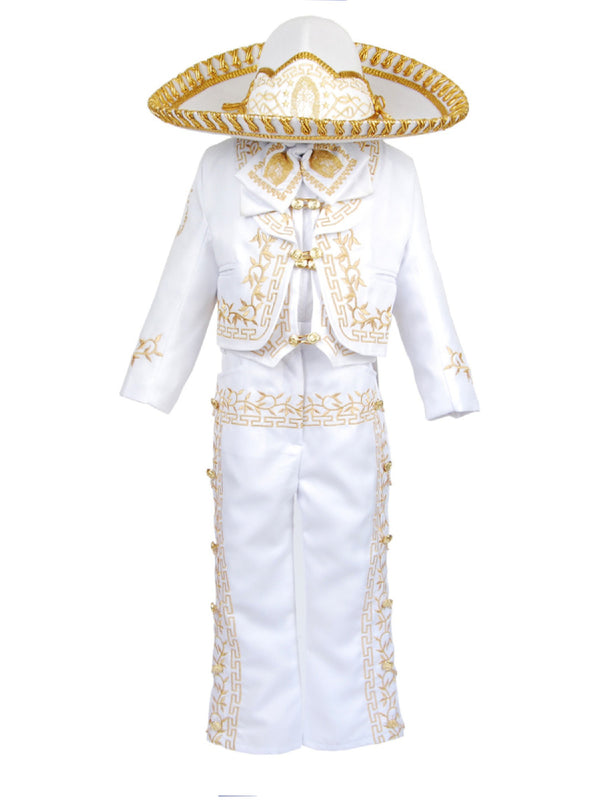 Rain Kids Baby Boys White Gold Virgin Mary Charro 6 Pc Formal Suit Set 6-12M - SophiasStyle.com