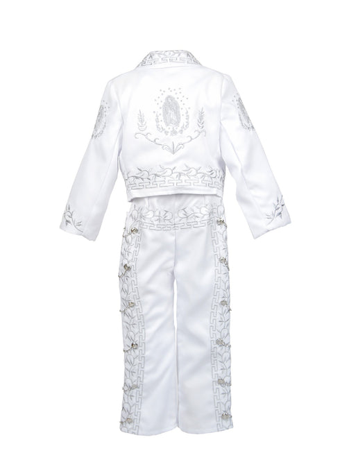 Rain Kids Baby Boys White Silver Virgin Mary Charro 6 Pc Formal Suit Set 6-12M - SophiasStyle.com