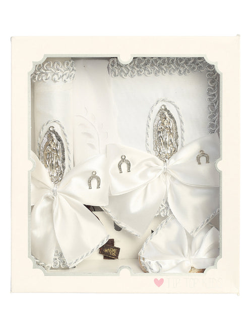 Baby Boys Virgin Mary Charro Christening Baptism Candle Set English - SophiasStyle.com