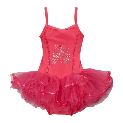 Girls Hot Pink Ballet Slipper Skirted Dance Leotard 12M-10 - SophiasStyle.com