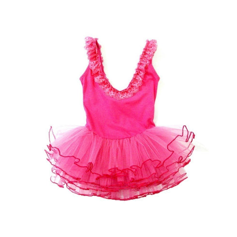 Hot Pink Lace Trim Tutu Ballet Dress Girls S-L - SophiasStyle.com