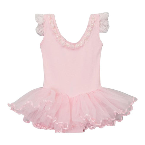 Little Girls Pink Pearl Lace Ruffle Ballet Dress 24M-8 - SophiasStyle.com