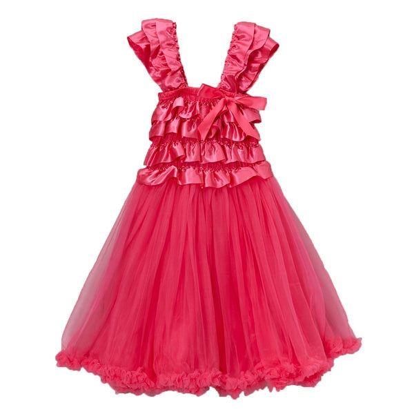 Little Girls Hot Pink Ruffle Strap Top Flouncy Petti Dress 0-7 - SophiasStyle.com