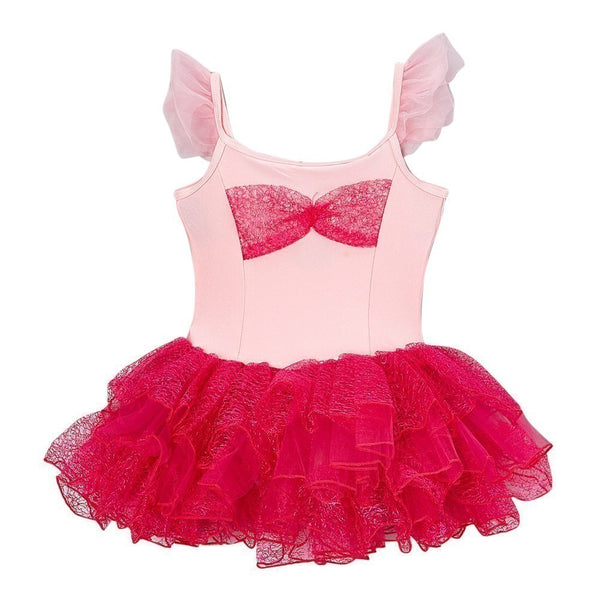 Girls Pink Hot Pink Angel Sleeve Bow Tutu Halloween Dress 12M-7 - SophiasStyle.com