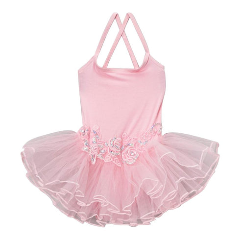 Little Girls Pink Flower Spaghetti Strap Ballet Dress 24M-8 - SophiasStyle.com