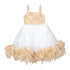 Girls Ivory Tan Rosette Top Feathery Flower Girl Dress 12M-7 - SophiasStyle.com