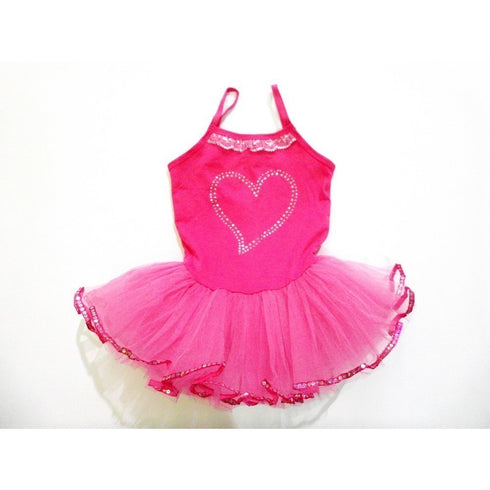 Hot Pink Rhinestone Heart Tutu Ballet Dress Girls S-XL - SophiasStyle.com