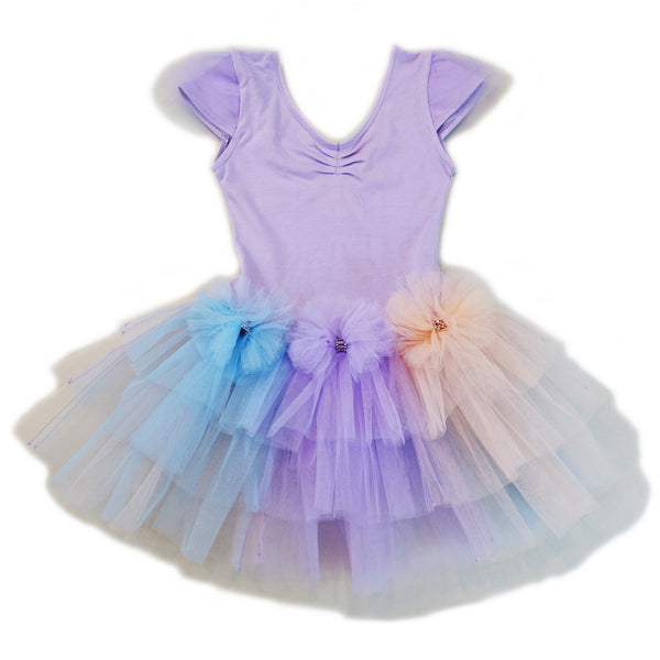 Girls Purple 3 Color Bows Fluffy Tutu Ballet Dress S (9-24M)-XL (6-8) - SophiasStyle.com