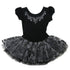 Little Girls Black Silver Flowers Short Sleeve Ballet Dress 24M-8 - SophiasStyle.com