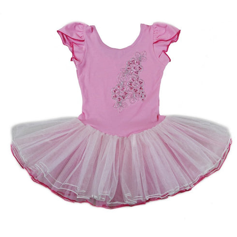 Girls Pink White Sequin Cap Sleeved Ballet Dress S (9-24M)-XL (6-8) - SophiasStyle.com