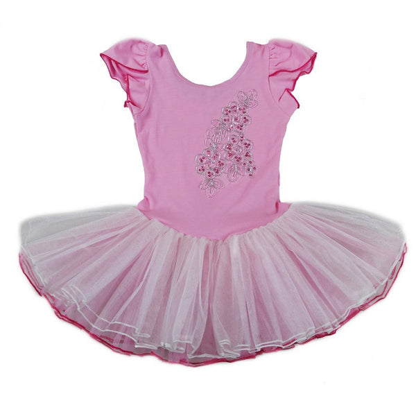 Girls Pink White Sequin Cap Sleeved Ballet Dress S (9-24M)-XL (6-8) - SophiasStyle.com
