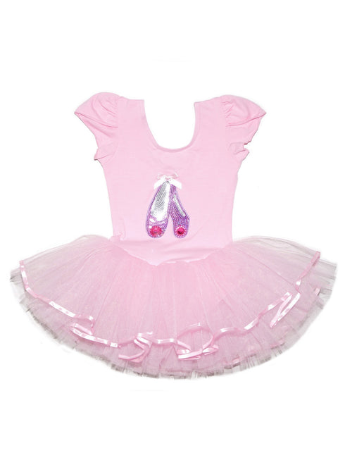 Girls Pink Glitter Pink Sequins Ballet Shoes Tutu Dress 9M-8 - SophiasStyle.com