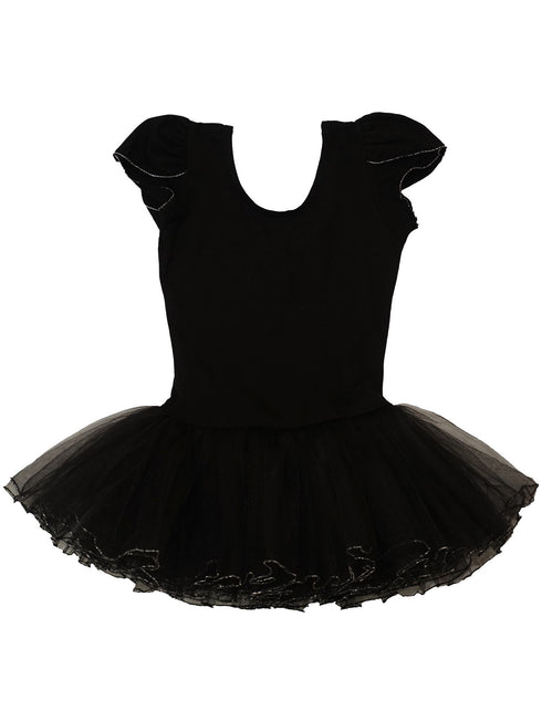Girls Black Silver Glitter Trim Ruffle Tutu Ballet Dress 9M-8 - SophiasStyle.com
