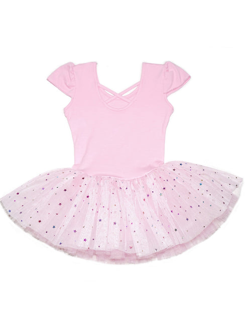 Girls Pink Rhinestone Flower Star Accented Ballet Dress 9M-8 - SophiasStyle.com