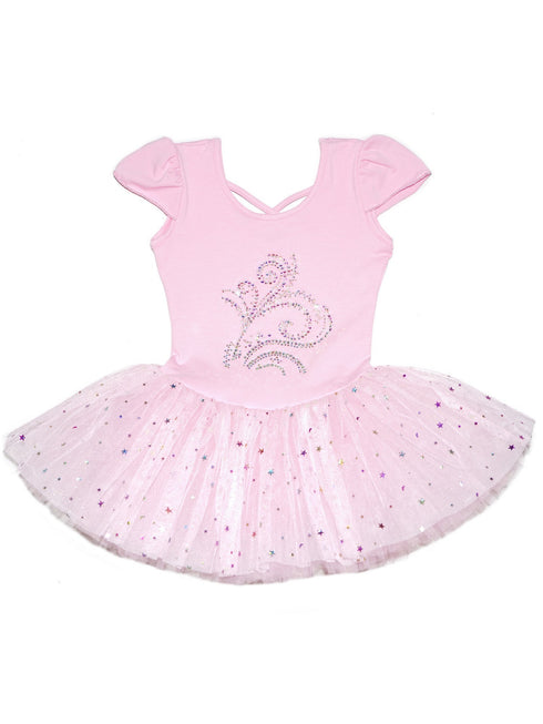 Girls Pink Rhinestone Flower Star Accented Ballet Dress 9M-8 - SophiasStyle.com