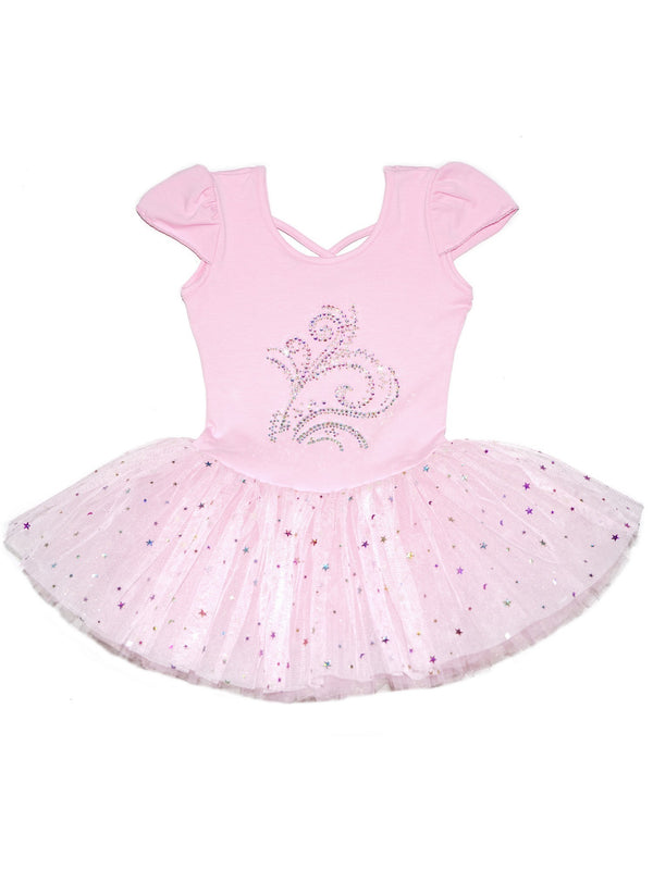 Girls Pink Rhinestone Flower Star Accented Ballet Dress 9M-8 - SophiasStyle.com