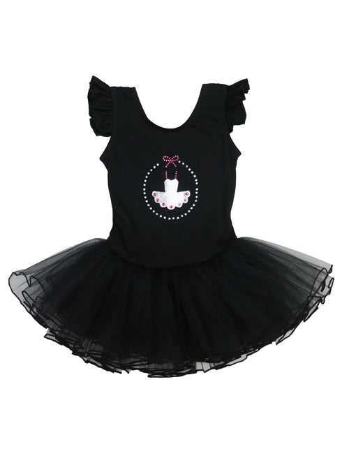 Girls Black Glitter Rhinestone Adorned Ballet Dress 9M-8 - SophiasStyle.com
