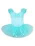 Girls Teal Rhinestone Silver Trim Bow Ballet Dress 24M-6 - SophiasStyle.com