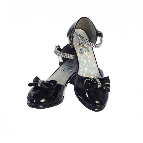 Swea Pea & Lilli Girls Black Patent Rhinestone Bella Shoes 9 Toddler-5 Kids - SophiasStyle.com