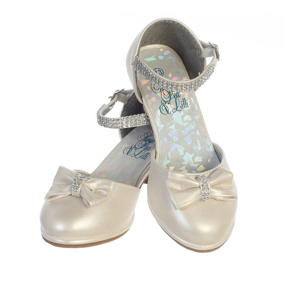 Swea Pea & Lilli Girls Ivory PU Rhinestone Bella Shoes 9 Toddler-5 Kids - SophiasStyle.com