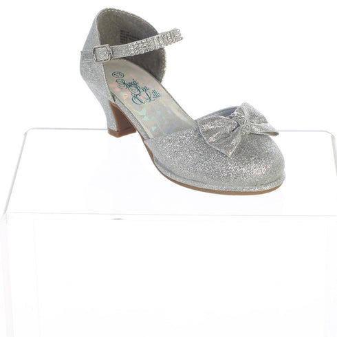 Swea Pea & Lilli Girls Silver Glitter Rhinestone Bella Shoes 9 Toddler-5 Kids - SophiasStyle.com