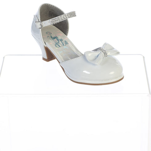 Swea Pea & Lilli Girls White Patent Rhinestone Bella Shoes 9 Toddler-5 Kids - SophiasStyle.com