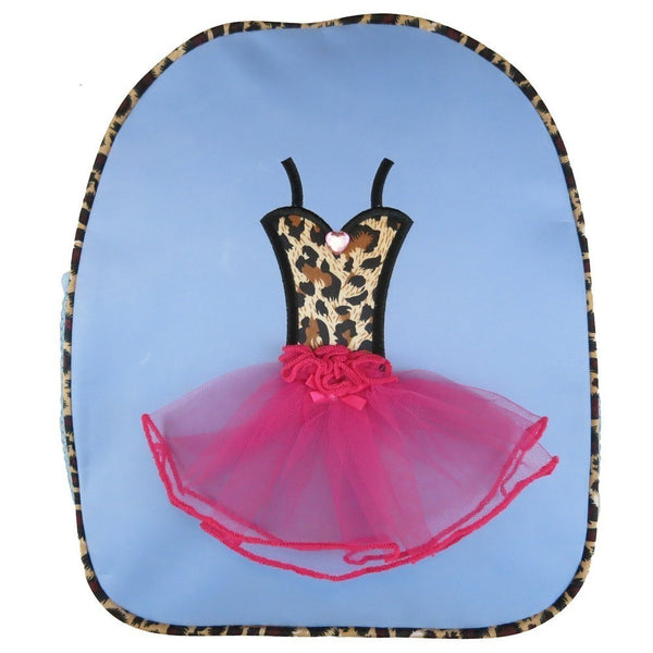 Girls Blue Pink Leopard Ballet Tutu Dress Detail Stylish Backpack - SophiasStyle.com