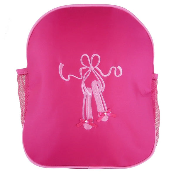 Girls Hot Pink Ballet Shoe Mesh Side Pockets Stylish Backpack - SophiasStyle.com