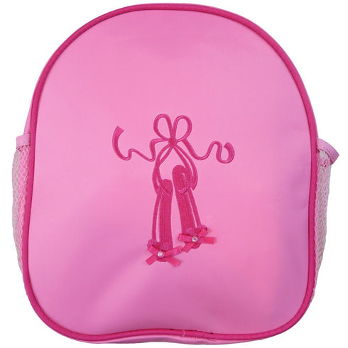 Girls Pink Ballet Shoe Mesh Side Pockets Stylish Backpack - SophiasStyle.com