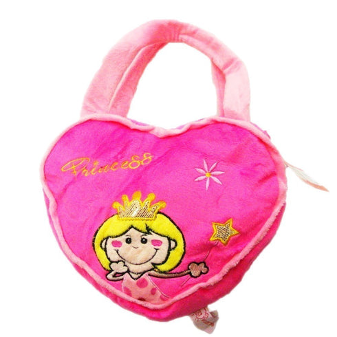 Girls Hot Pink Heart Glitter Princess Crown Wand Applique Purse - SophiasStyle.com