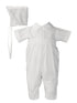 Baby Boys White Poly Cotton One Piece Pin Tucking Christening Coverall NB-24M - SophiasStyle.com