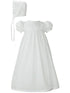 Baby Girls White Poly Cotton Lace Trim Bonnet Christening Gown NB-24M - SophiasStyle.com