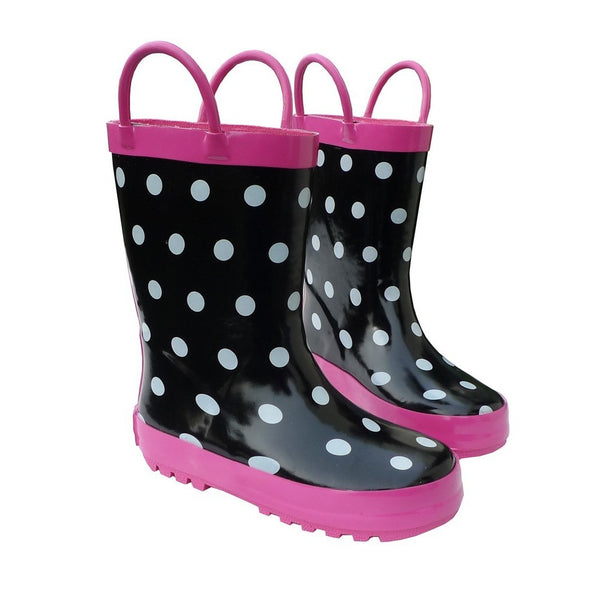 Black & White Boys Girls Rain Boots 11-3 - SophiasStyle.com