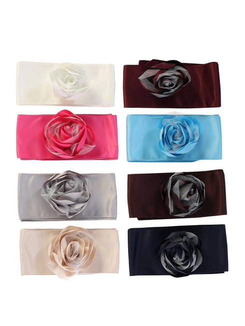 Lito Girls Multi Colors Satin Flower Embellished Special Occasion Sash 3M-12Y - SophiasStyle.com