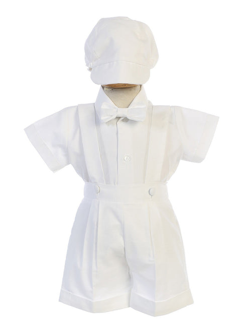Swea Pea & Lilli Baby Boys White Suspendered Christening Blake Outfit 0-24M - SophiasStyle.com