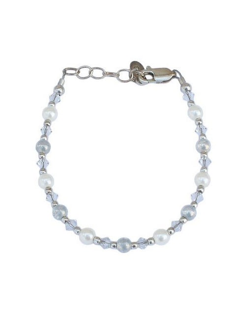 Little Things Mean A Lot Girls Pearl Silver Bracelet 0-5 - SophiasStyle.com